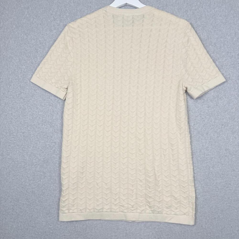 Brand New Express Men's Size XS Beige Knit Short Sleeve Shirt Top Cotton - Picture 7 of 8